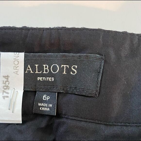 Talbots Petites Black Lined Scalloped A-Line Skirt Size 6 - Picture 3 of 6